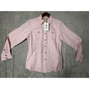 Ariat Real Rachel Bronco Snap Button Front Long Sleeve‎ Western Pink Plaid Small